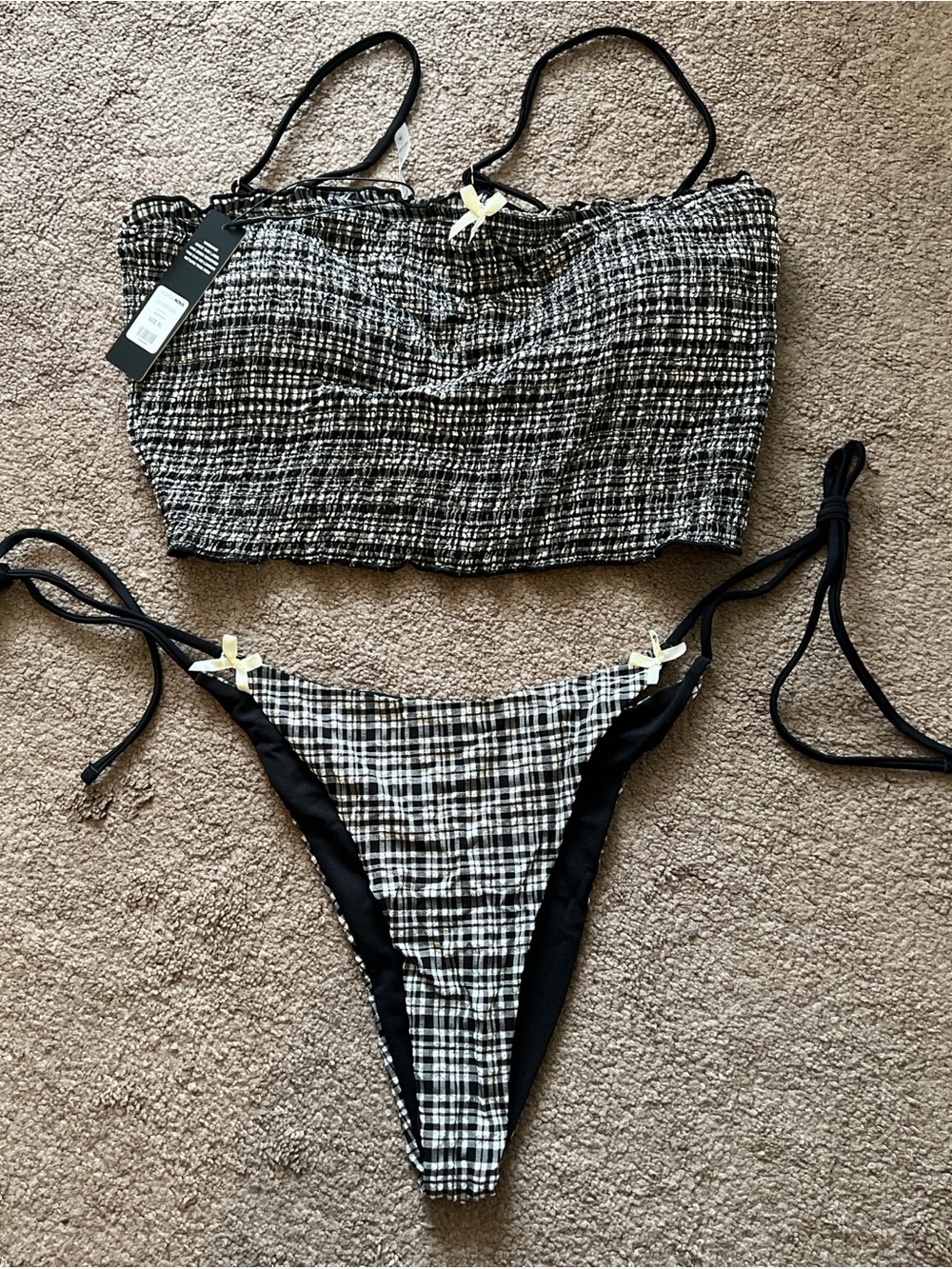 Black & White Plaid Women's Tankini Set - Fashion Nova